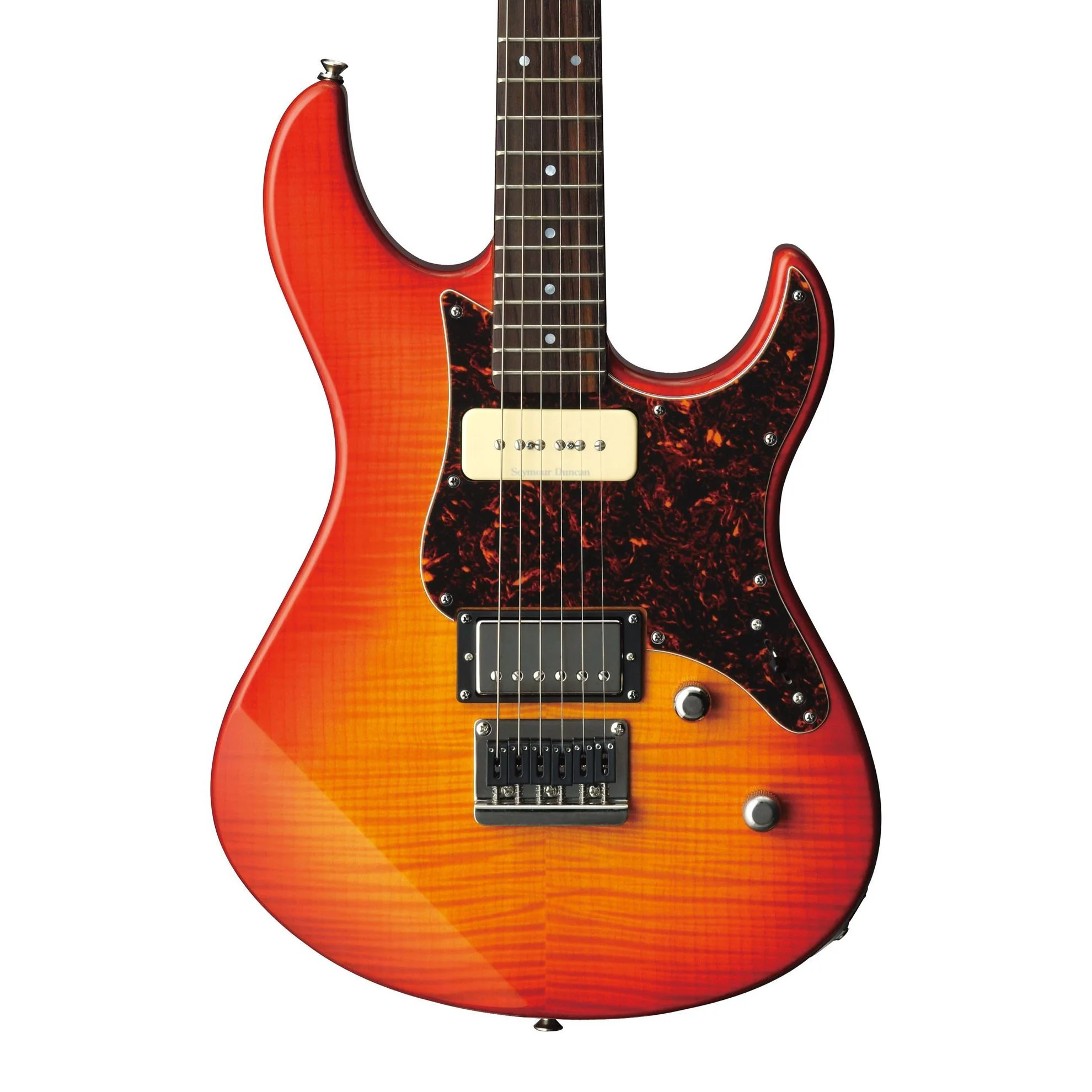 Yamaha PAC611H Pacifica Electric Guitar with Tinted Maple Neck in Light Amber Burst Flamed Maple - Image 2