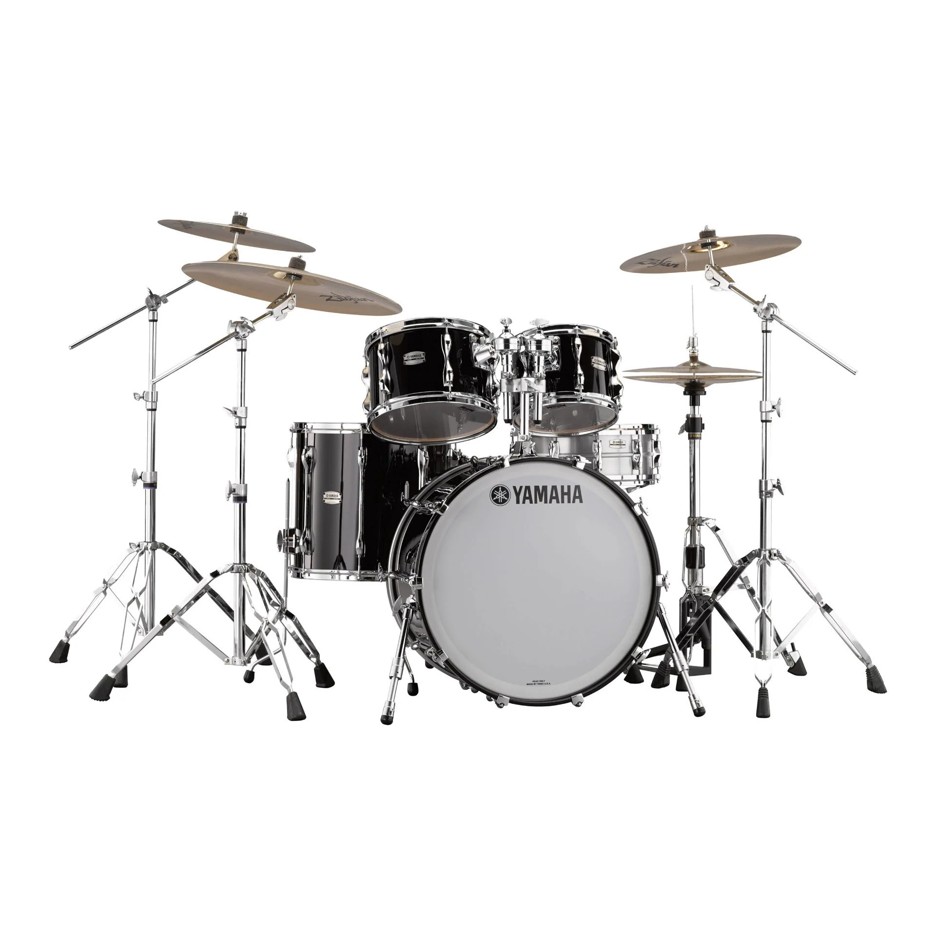 Yamaha Recording Custom 5-Piece Euro Shell Pack Drum Kit with TH945B and HW880 HW Pack - Solid Black
