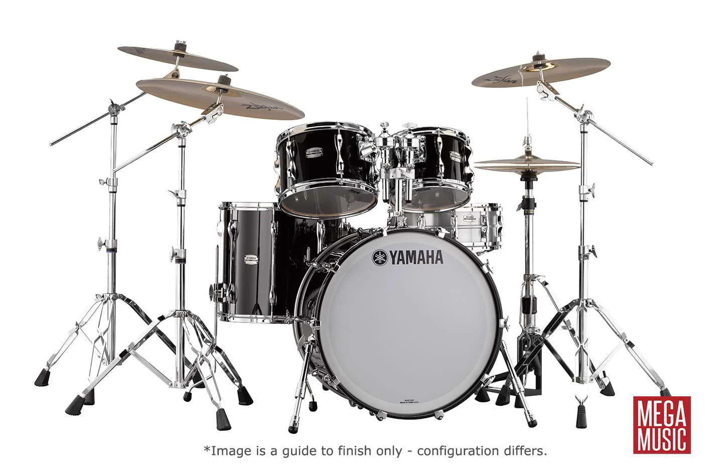 Yamaha Recording Custom Euro Drum Kit Shell Pack in Solid Black Lacquer
