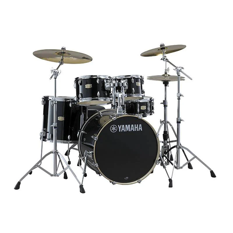 Yamaha SCB22PST Stage Custom Euro Birch Acoustic Drum Kit with 22in Bass Drum in Raven Black plus PST5 Cymbals