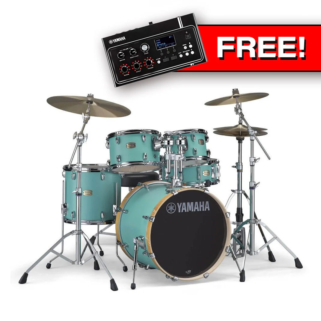 Yamaha Stage Custom Birch 5pce 22 Drum Shell Pack with EAD10 - Matte Surf Green - Image 2