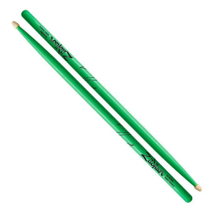 Zildjian Hickory 5A Acorn Neon Green Drumsticks - Image 2