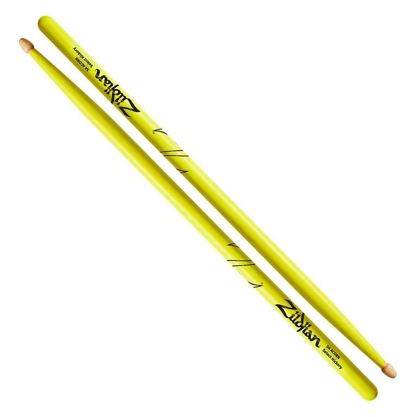 Zildjian Hickory 5A Acorn Neon Yellow Drumsticks - Image 2